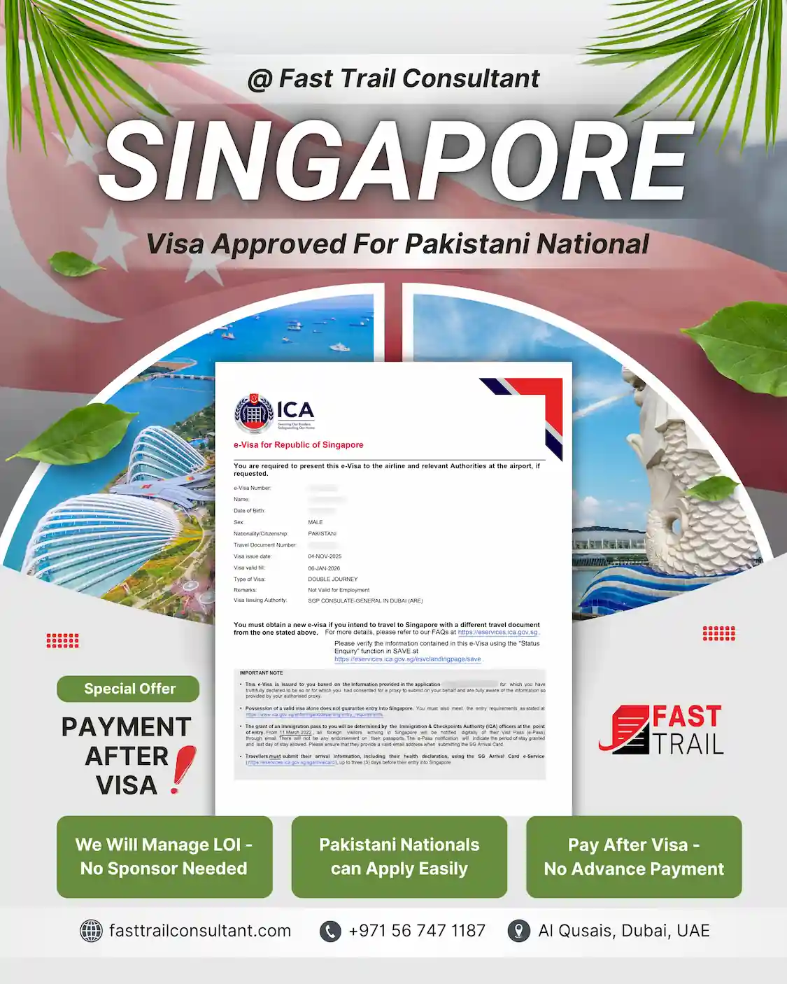 Success-Singapore Visa Approved-Pakistani National-Insta Post