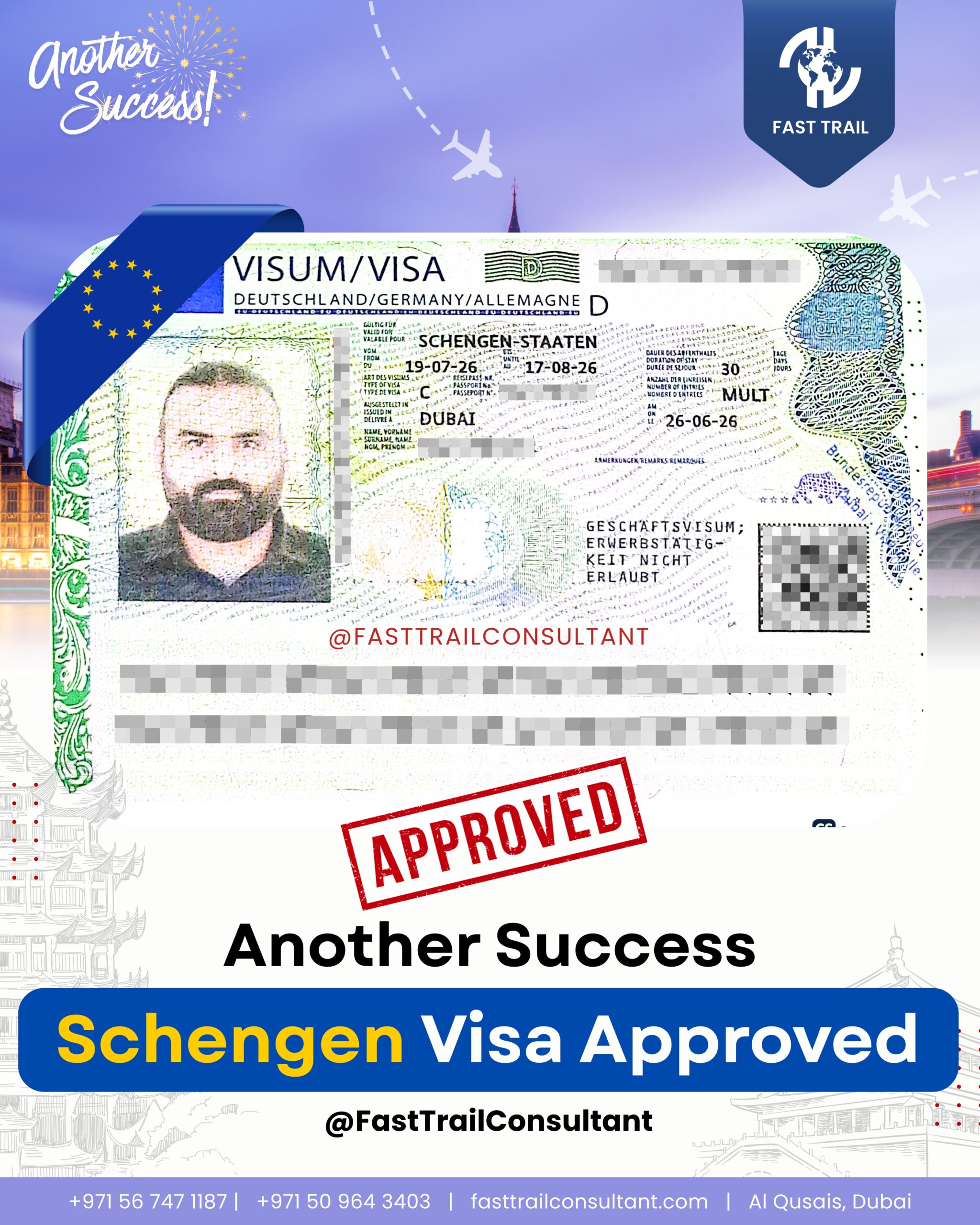 Success-Schengen Visa From Dubai By Fast Trail consultant